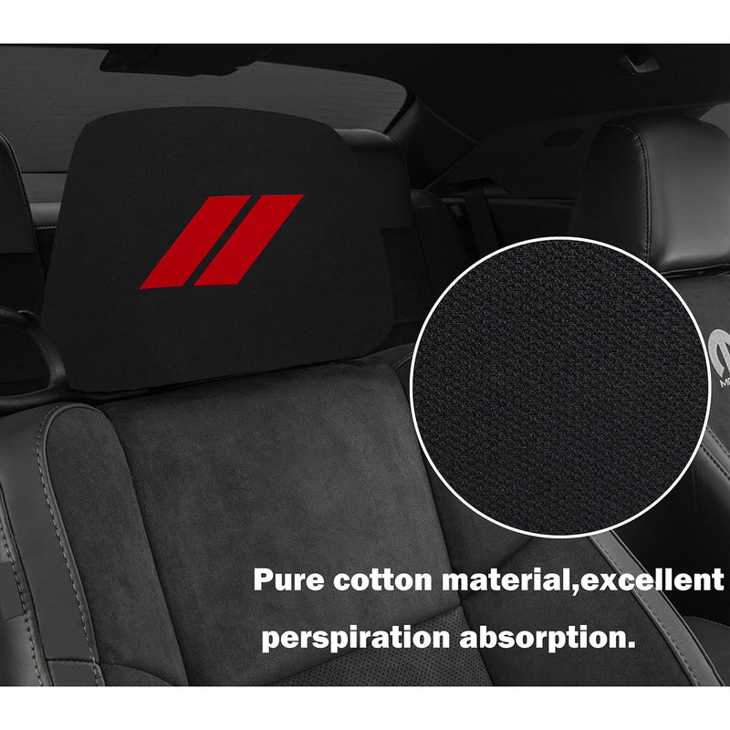 YOSRTER Headrest Covers for Dodge Charger Challenger Durango Accessories Soft Black Fabric Head Rest Cover Universal Fit to All Car/Truck Models 2 Pack（Red Trim） Red Trim