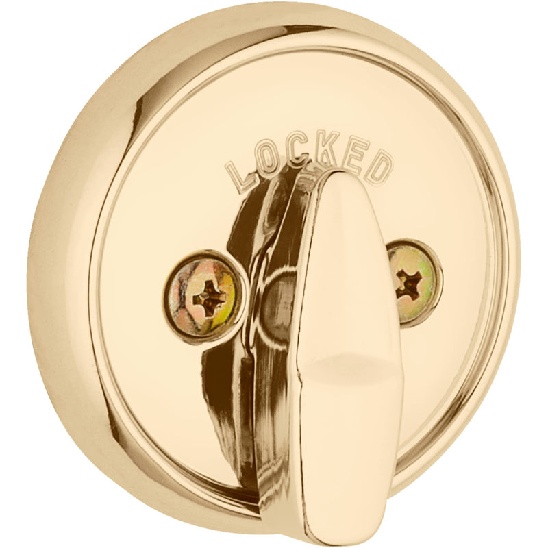 Kwikset 780 Deadbolt Lock, Polished Brass Round Exterior Keyed Front Entry Door, Pick Resistant SmartKey Rekey Security, Single Cylinder Dead Bolt, with Microban Protection New