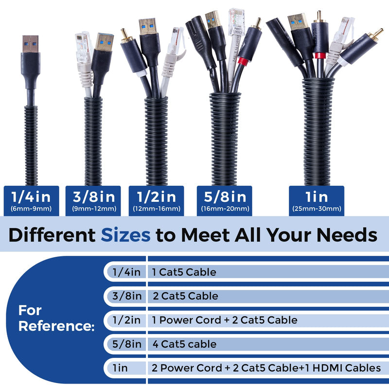 Split Wire Loom 1/4 Inch 6.6FT, YCLYC Wire Protector Tubing for Cords, Black Flexible Wire Conduit Cover, Cord Protectors from Pets No Chew Electric Wire Cover 1/4"-6.6ft