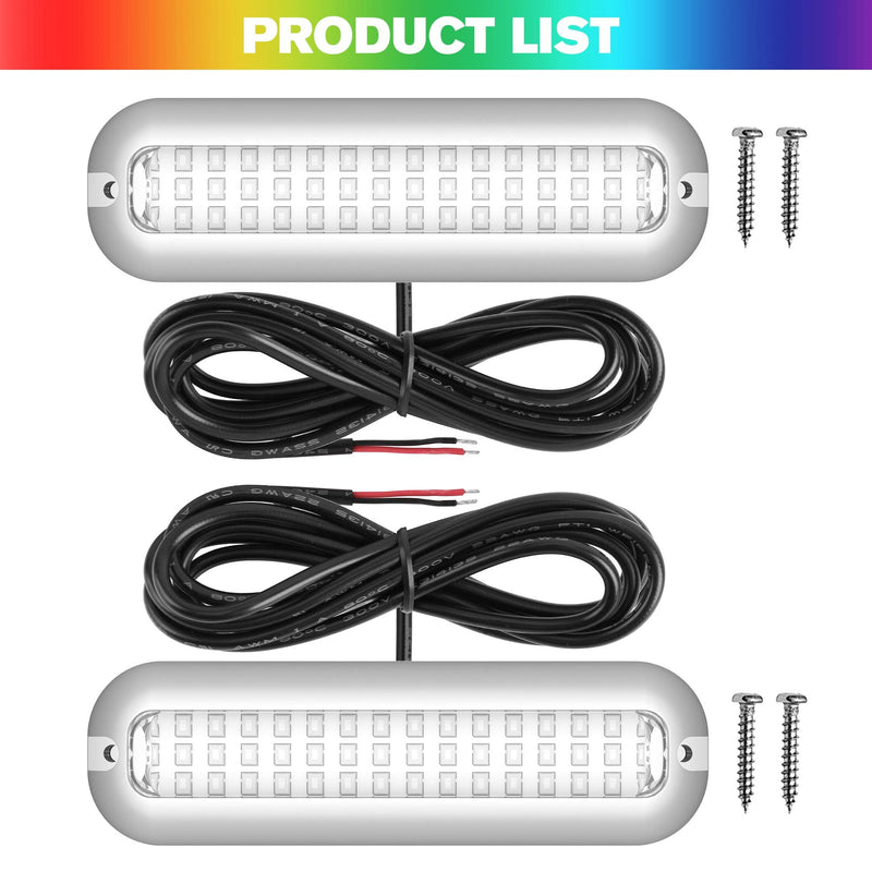 HUSUKU Mid (2.0) 42LED 1500LM Marine Led Lights for Boat Underwater (Blue), 2PCS, 5.1inch, IP68, 316 Stainless Steel, Surface Mount for Yacht Pontoon Sailboat Kayak Skiff Bass Boat Fishing Mid Blue