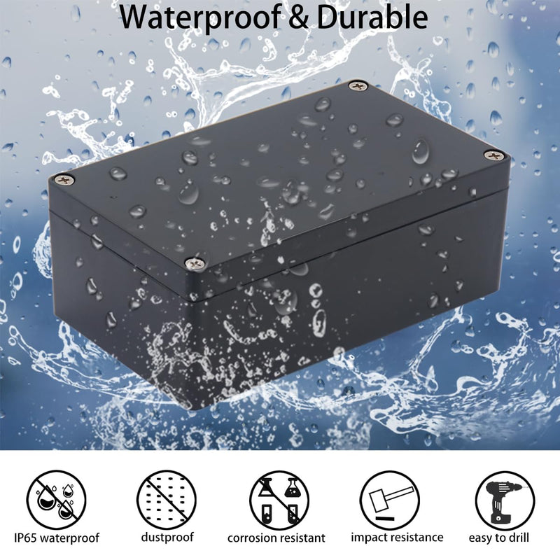 Junction Box IP65 Waterproof ABS Plastic Electrical Project Case Power Junction Boxes, Project Box with 4 PCS M16 Cable Glands 11.42x8.27x3.94 inch (290 x 210 x100 mm) 11.42“x8.27”x3.94“ Black