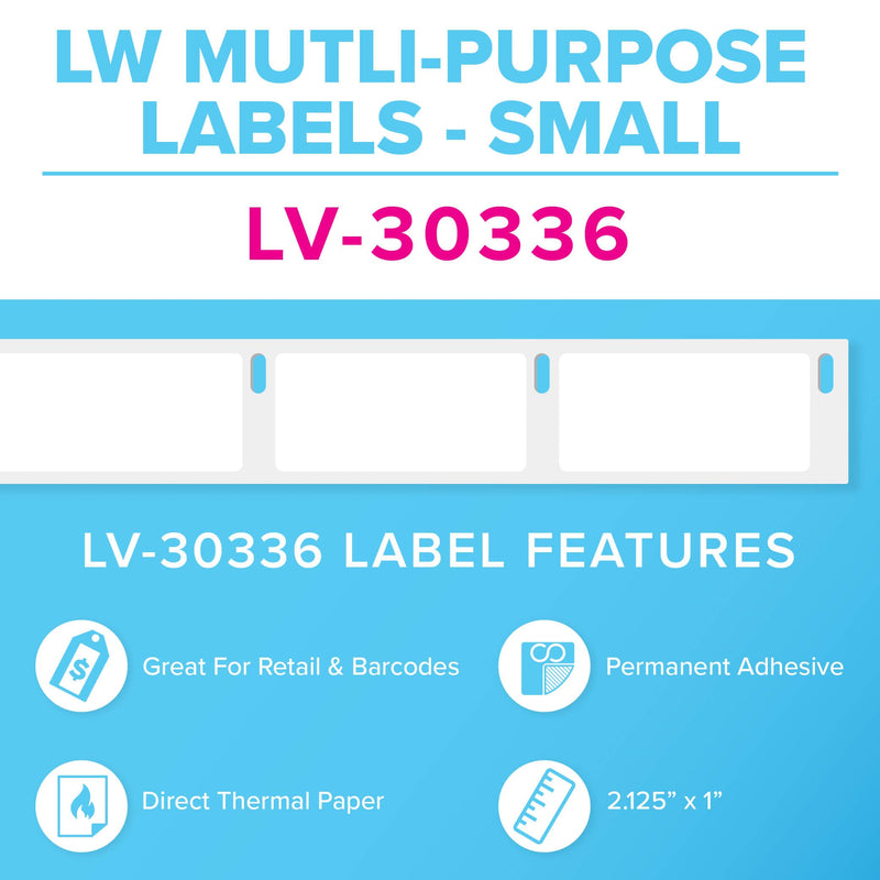 Dymo LV-30336 Compatible Labels - 1 x 2-1/8