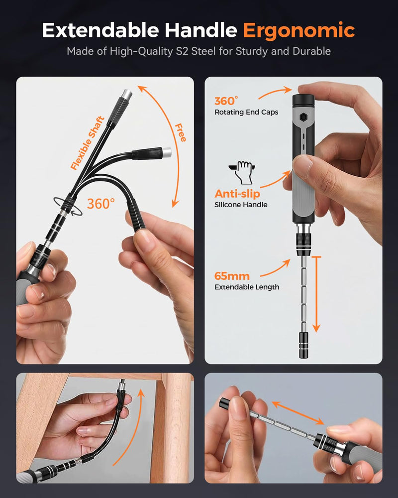 166 in 1 Precision Screwdriver Set: Magnetic Electronics Repair Kit with Extension Rod & Pry Tools, Professional Computer Tool Kit for iPhone, Laptop, PC, MacBook, PS5, Xbox, Watch, Camera, Glasses 166 in 1