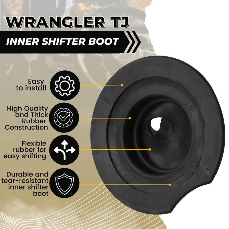 Inner Shifter Boot for Jeep Wrangler TJ - Compatible with 1997-2004 Wrangler TJ and 2004 Wrangler Unlimited LJ - Replaces OE 52078558 - Part Number 18886.95