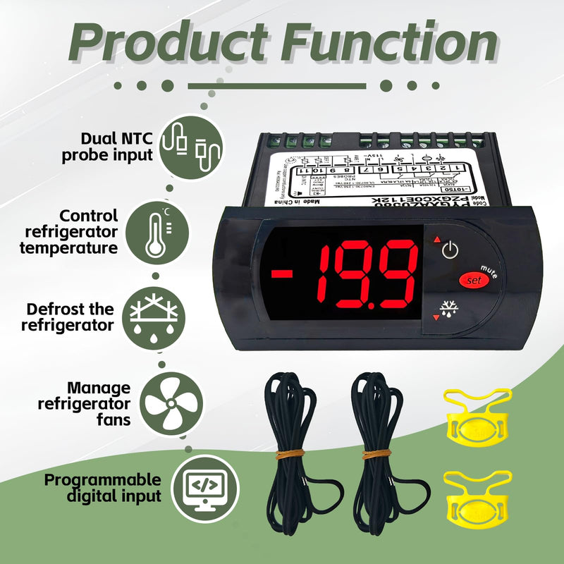 PZGXC0E112K Digit Temperature Control Thermostat with Temperature Sensor Probes 115v Fit for Carel/Main Street Equipment BMR-23-F BMR-49-F,IR33F0AHA0, IR33FOAHAO, PYGXAZ0586, IMGX1J0563, 17819471