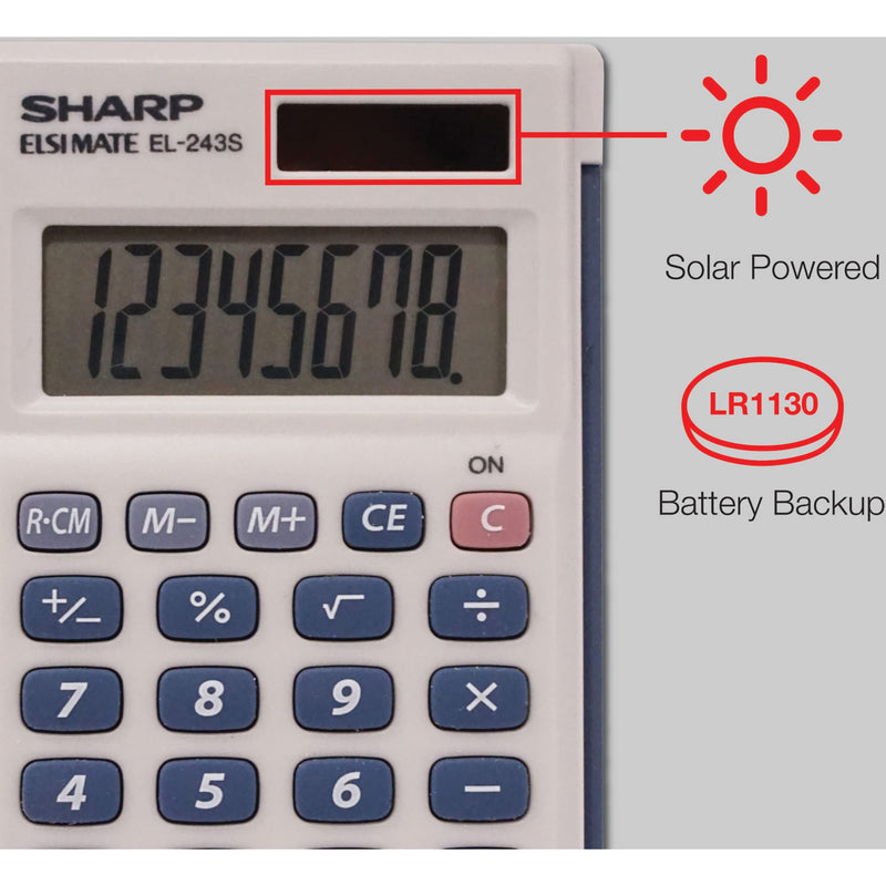 Sharp Calculators EL-243SB 8-Digit Pocket Calculator (Pack of 3)