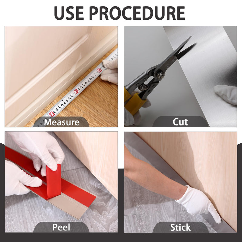 Stainless Steel Kick Plate, Peel and Stick Kickplate Base Cover, Baseboard Molding Trim for Wall, Door, Kitchen Cupboard, Dishwasher Toe - Anti-Scratch Protection (9.8ft x 3.9in, Shiny Silver) 9.8ft x 3.9in Glossy Silver