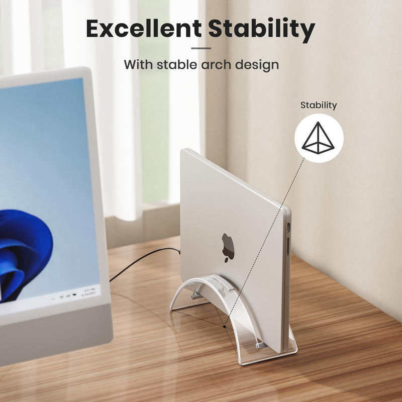 Acrylic Vertical Laptop Stand for Desk,Acrylic Invisible Desktop Notebook Dock,Vertical Laptop Holder Space-Saving Organizer for All MacBook, Surface, Samsung, HP, Dell Single Slot Clear