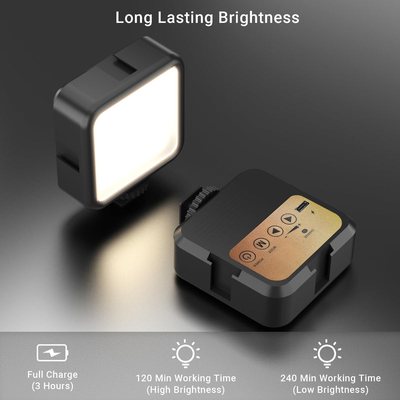 On-Camera Video Light, Rechargeable LED Mini Bright Light for Photography, Portable Camera Lighting for DSLR Camera, GoPro, Phone, Compatible with Sony Nikon Canon Panasonic