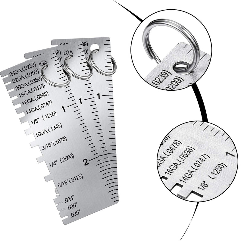 Weewooday 8 Pcs Wire/Metal Sheet Thickness Gauge Metal Tool Stainless Steel Welding One Sided Material Thickness Gauge Plated Size Inspection Tool Square