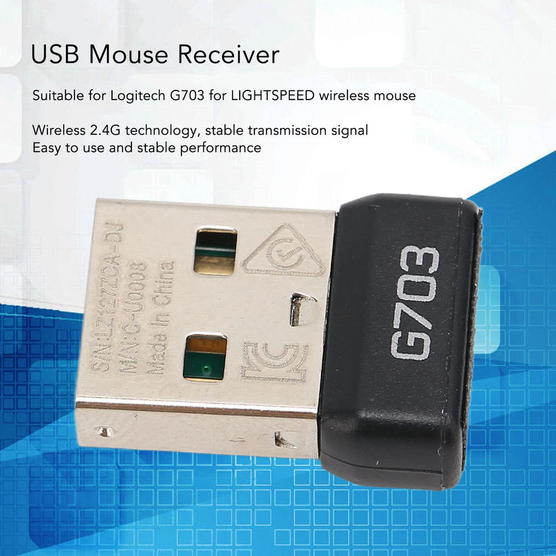 Mouse Receiver, USB Mouse Receiver for G703 for Lightspeed Mouse 2.4G Technology Portable Mouse Adapter, Easy to Carry and Store