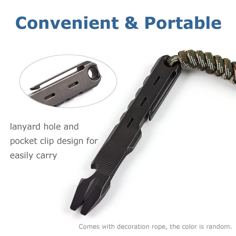Hamans Titanium Pry Bar with Nail Puller Bottle Opener Function with Pocket Clip (Black) Black