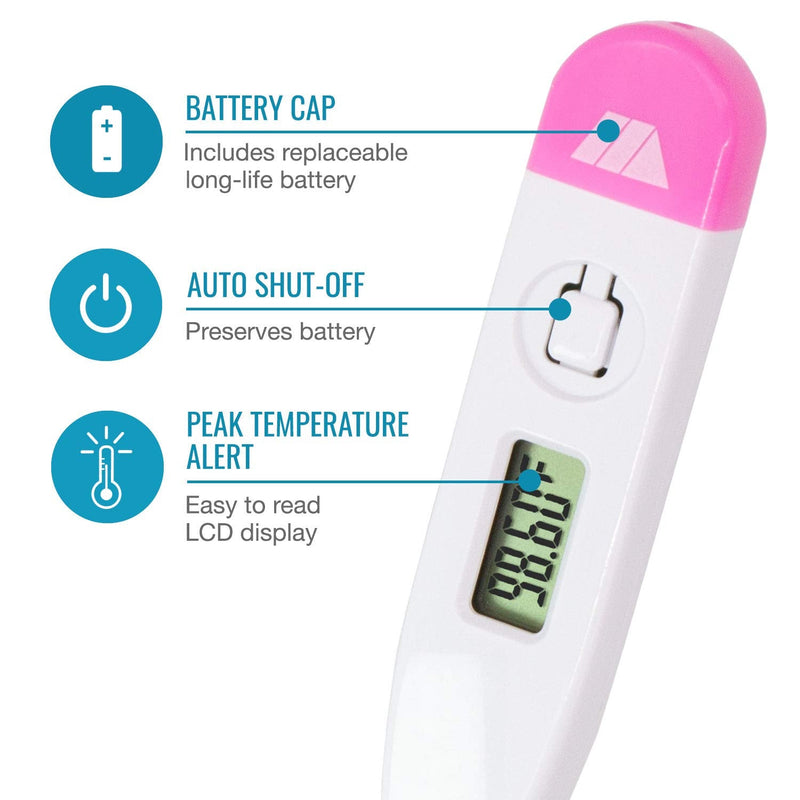 MABIS Digital Basal Body Thermometer for Ovulation Tracking, Fertility, Period Tracking and Natural Family Planning with Beeper and Memory, Oral Use Only White 1 Count (Pack of 1)