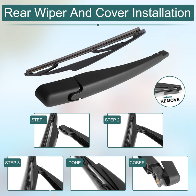 Rear Wiper Arm Blade Set - Replacement for Nissan Rogue 2008-2013, Juke 2011-2016, Tiida 2011-2016 - Back Windshield Wiper Accessories, OEM 28780-JM00A, Blade:12"