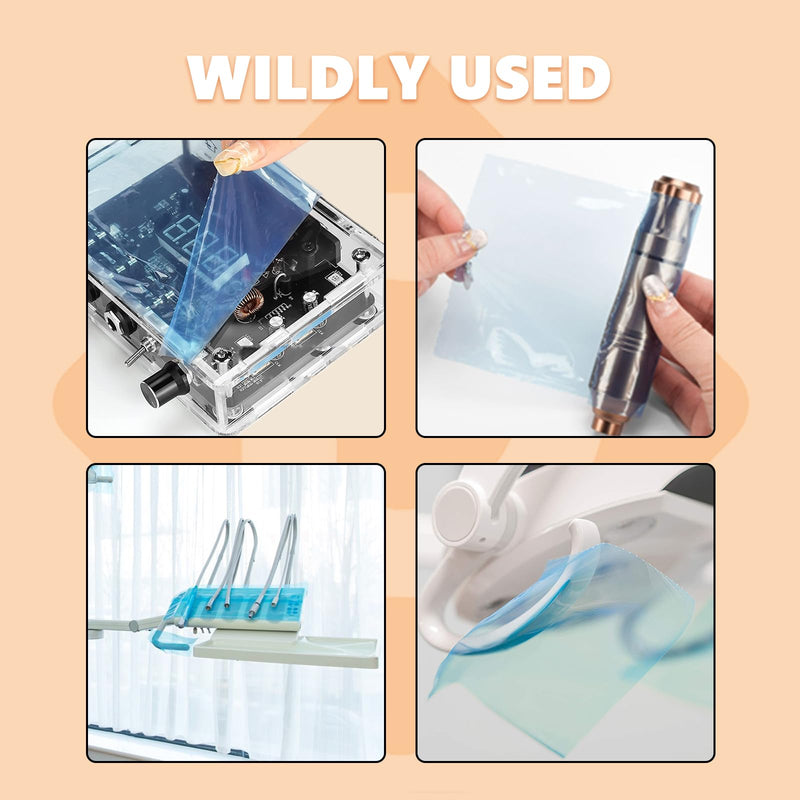 Premium barrier film - 1200 sheets 15.2 x 10.1 cm barrier film roll blue dental disposable to protect against infections