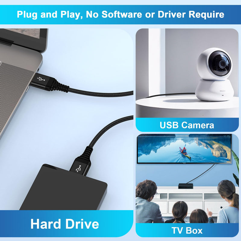 USB 3.0 A to USB A Cable 6FT, USB in Car USB to USB Cable Long USB Male to Male Cable Super Fast 5Gps Data Transfer Type C Wire for Laptop Cooling Pad, Hard Drive Enclosures, Laptop Cooler, DVD Player Black