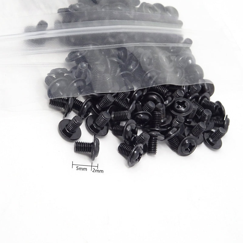 Honbay 100PCS M3x5 Round Head PC Mounting Computer Screws Computer Case Fixed Motherboard Screw (Black Zinc) Black Zinc