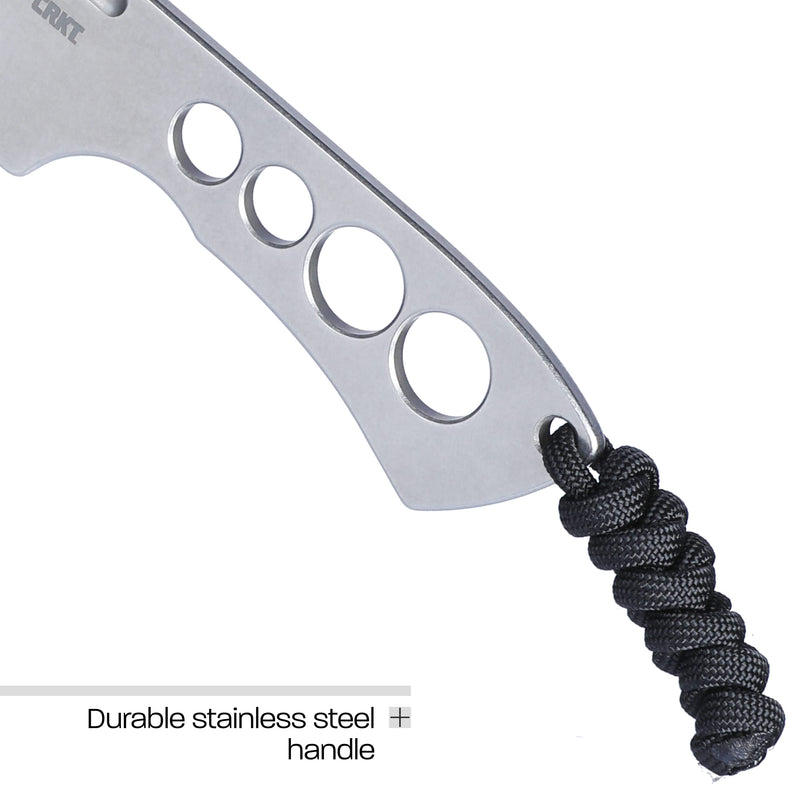 CRKT Razel Chisel Fixed Blade Knife: Everyday Carry Plain Edge, Stainless Steel Chisel Bevel w/Pocket Carry Sheath 2130,Silver