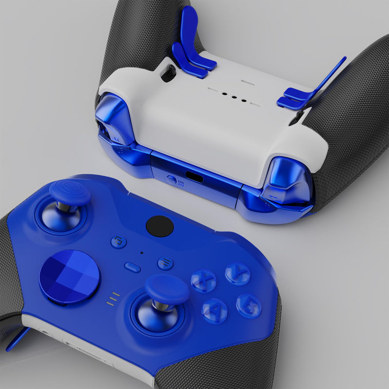 eXtremeRate 13 in 1 Component Pack Kit for Xbox Elite Series 2 Controller, 6 Metal Thumbsticks & Tool, 2 D-Pads, 4 Paddles for Xbox Elite Series 2 Core Controller - Blue & Metallic Silver