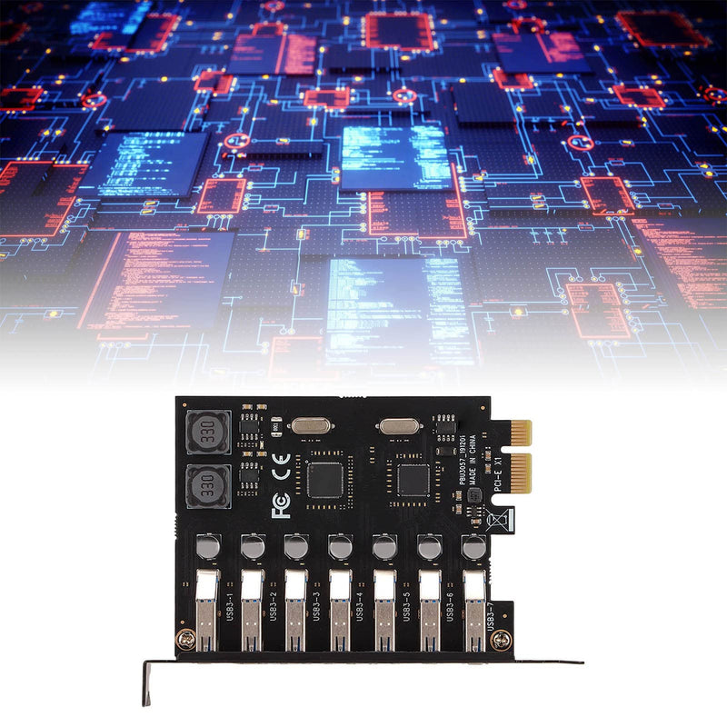 PUSOKEI 7 Ports PCI-E to USB 3.0 Expansion Card, 5Gbps High Speed USB3.0 PCI-EX1 X4 X8 X16 Adapter, Internal USB3.0 Hub Converter for Desktop PC, for for XP, for WIN7, for WIN8, for WIN8.1, for WIN10