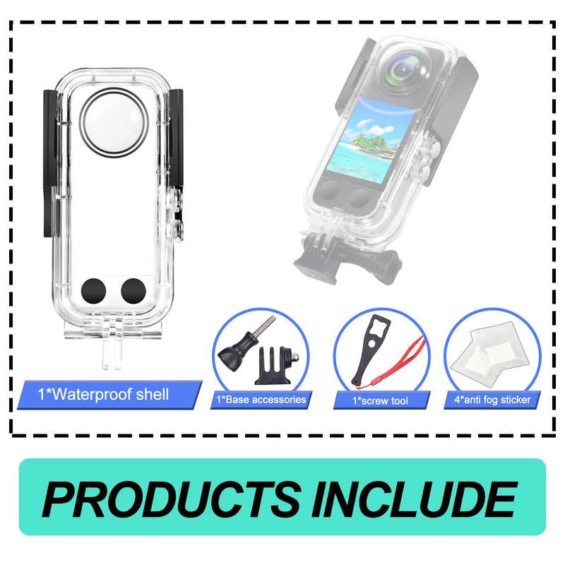 Waterproof Case for Insta 360 one X3 Action Camera, Underwater Diving Protective Housing 40M with Bracket Accessories CNMY-X3FSK-0001