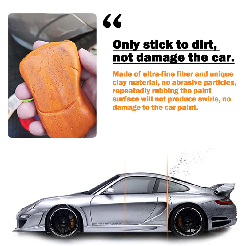 Car Clay Bar 5 Pack 500g, Premium Grade Clay Bars Auto Detailing Magic Clay Bar Kit with Towel Clay Bar Cleaner with Washing and Adsorption Capacity for Car Wash Car Detailing Clean,Glass (Orange)