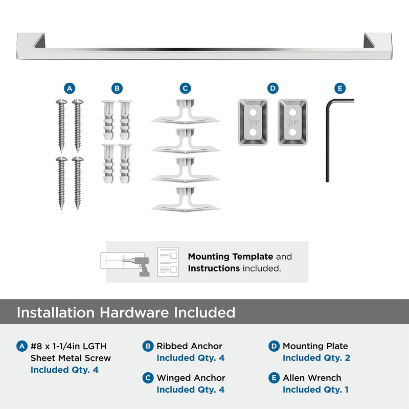 Amerock BH3600426 | Chrome Towel Bar | 24 in (610 mm) Towel Rack | Blackrock | Bathroom Towel Holder | Bathroom Hardware | Bath Accessories | Hand Towel Holder 24 in. Towel Bar 1-Piece