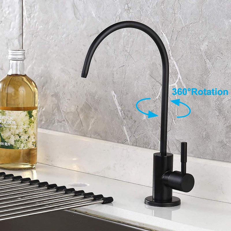 Lead-Free Gold Drinking Water Faucet, Non-Air-Gap Pure Water Filter Faucet | Beverage Faucet in 304 Stainless Steel, 360° Rotation Spout RO Faucet for Kitchen Sink Reverse Osmosis Water Purify System Brushed Gold