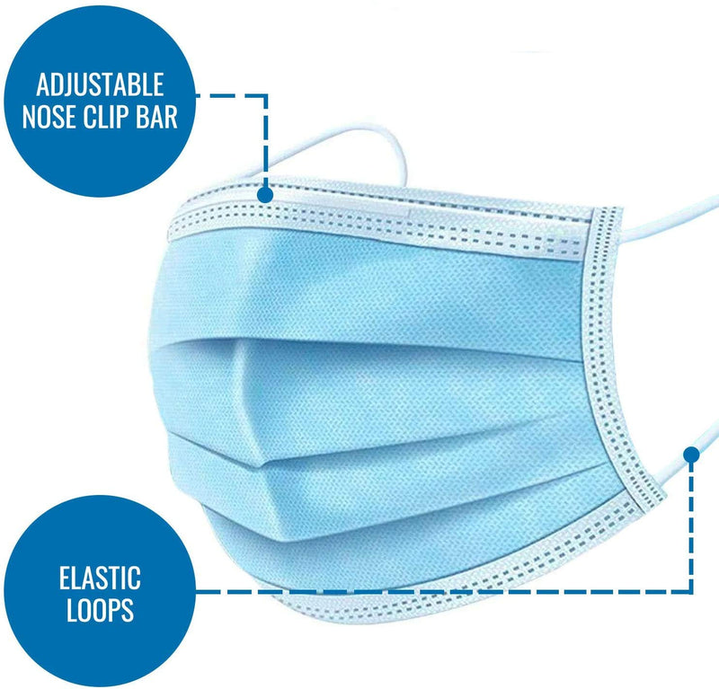 HealthSmart Disposable 3 Layer Face Mask with Ear Loops for Single Use, 50 Count (Pack of 1) 50 Count (Pack of 3)