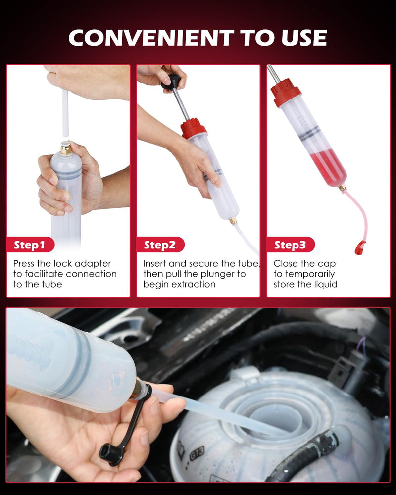 SEDY Fluid Extractor - 200cc Multi-Purpose Syringe, Oil Suction Pump, Manual Extraction and Filling Pump, Automotive Oil Syringe