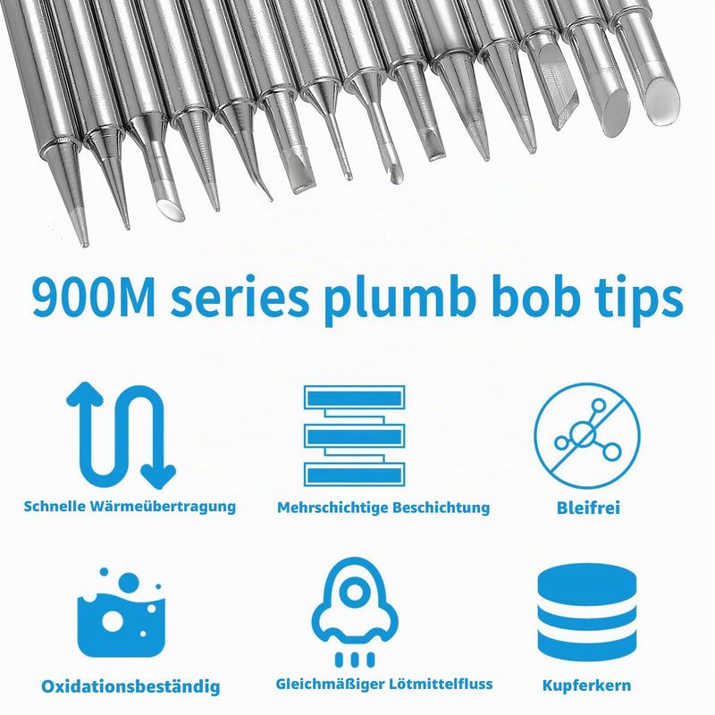 900M Soldering Tips, 14-Piece Soldering Iron Tips Set, Replacement Soldering Tips Set, Welding Tips for Soldering Stations, Compatible with Hakko Yihua Atten More, Soldering Iron Replacement Welding Equipment Accessories (10) 10
