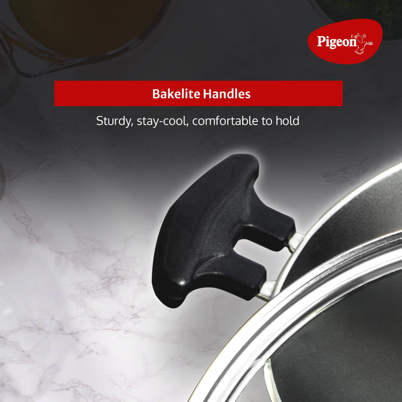 Pigeon Non Stick Appam Pan, 8" Appam Kadai with Stainless Steel Lid, Residue Free Appam Maker for Induction Cooker, Appa Chatty Breakfast Appam Pan Patra, Palappam Maker, Egg Hopper Pan for Omelettes
