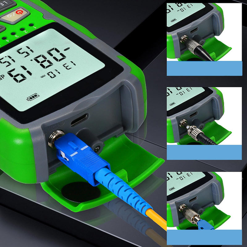 Fiber Optic Power Meter, ‑70~+10DBm 850-1700Nm Digital Display, Portable Fiber Optic Cable Tester Tool with Universal Interface, for Detecting Cable Faults
