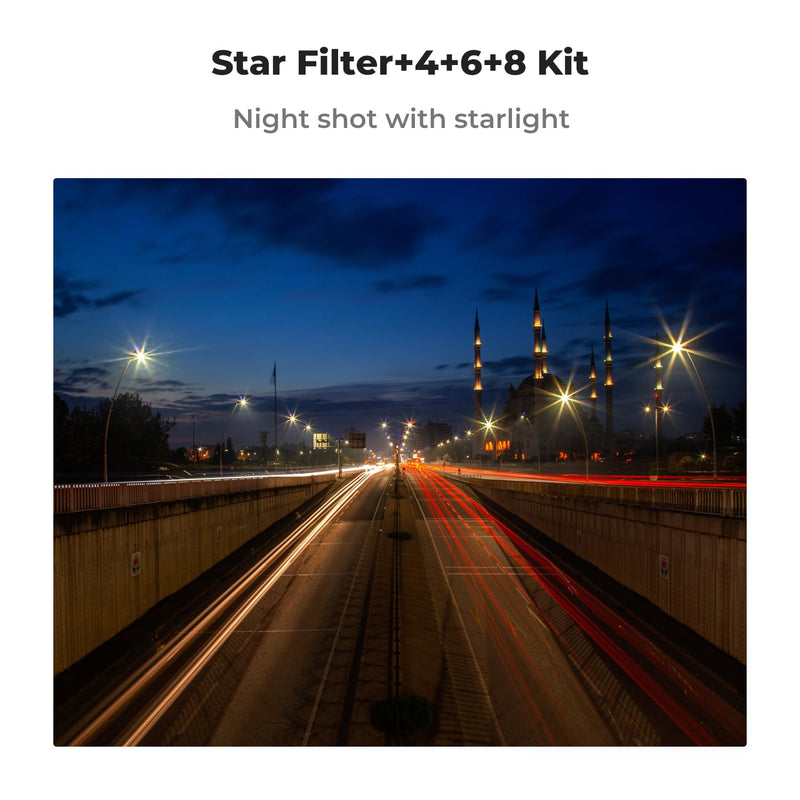 K&F Concept 82mm Star Filters Kit (3pcs) 4 Points 6 Points 8 Points Cross Screen Starburst Filters Set -18 Layer Coating Ultra Slim Optical Glass Camera Lens Filter with 3 Cleaning Cloth