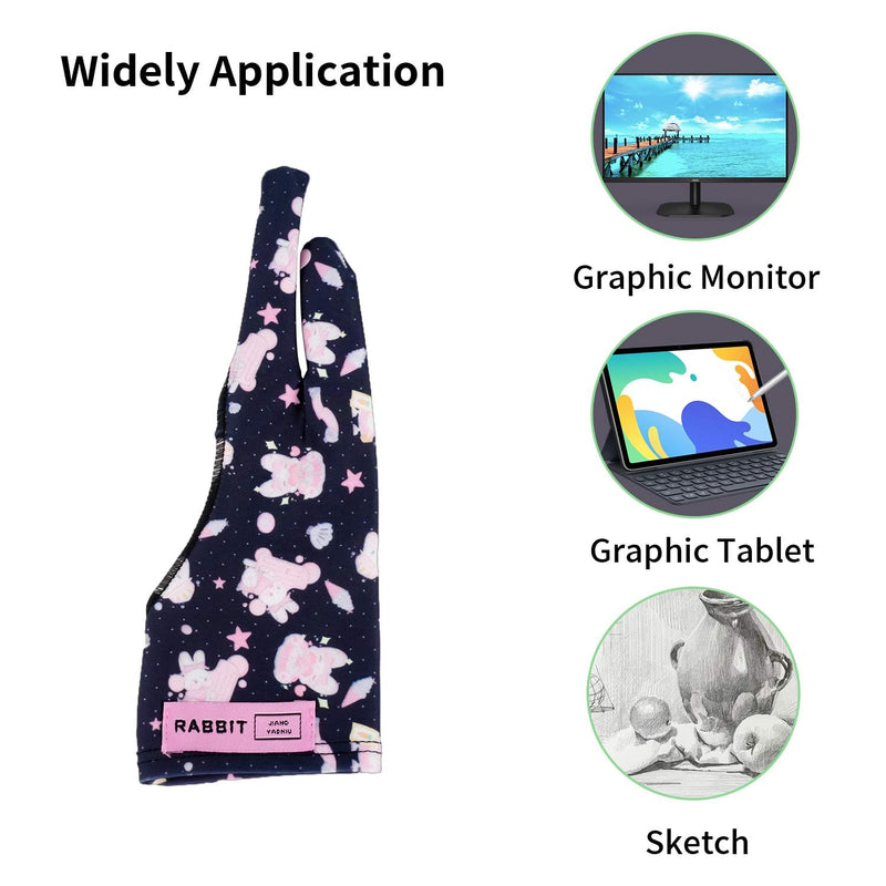Artist Drawing Glove Art Two Finger Glove Cartoon Print for Drawing Tablet/Pen Display/iPad for Right and Left Hand (Blackpink Glove M)