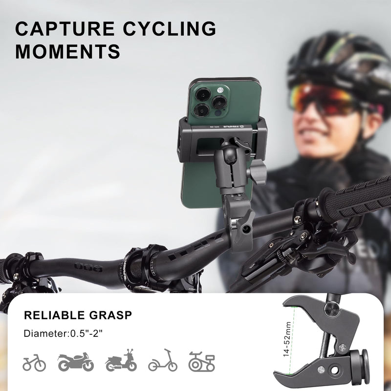 FANAUE Motorcycle Phone Mount with 1" Ball Head Adapter , Bike Phone Mount [1s Lock][Secure Protection], 360° Rotatable Phone Holder for Mountain Bike/ATV/Scooter Handlebar Fit for 6"-8.5" Phone