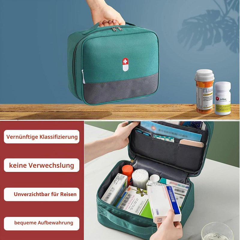 Medicine Bag Pack of 2, First Aid, Travel Pharmacy Home Travel (Green) | Pack of 2 medicine bag, large capacity emergency bag, portable travel pharmacy medicine bag, medicine box Green