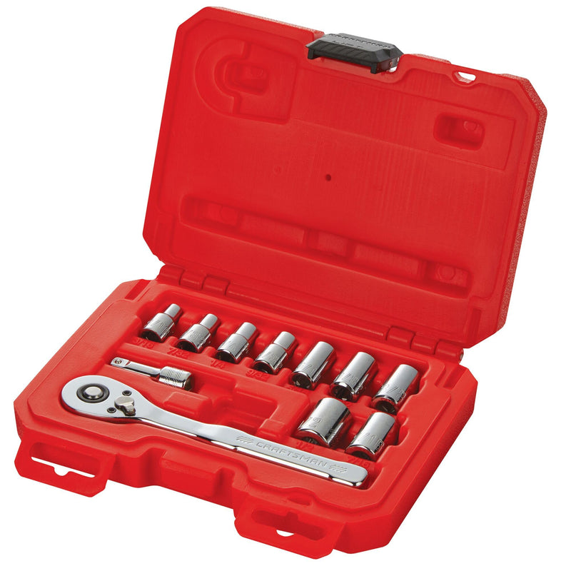 CRAFTSMAN Mechanics Tool Set, SAE, 1/4 Inch Drive, 11 Piece, 90-Tooth (CMMT34870)