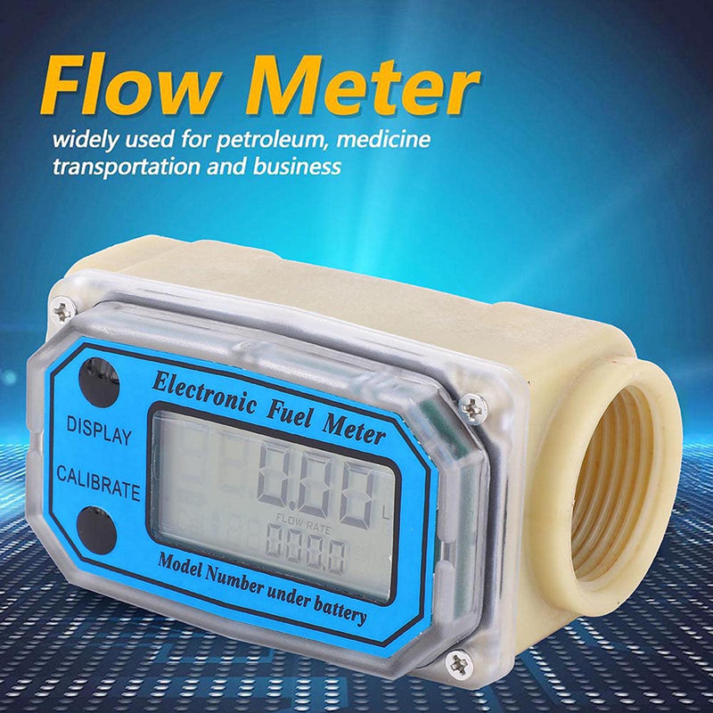 Mini Fuel Flow Meter, Digital Turbine Meter, 15-120 L/min 1" NPT Flow Meter, LCD Digital Meter Diesel Fuel, Oil Flow Meter for Urea Kerosene Petrol