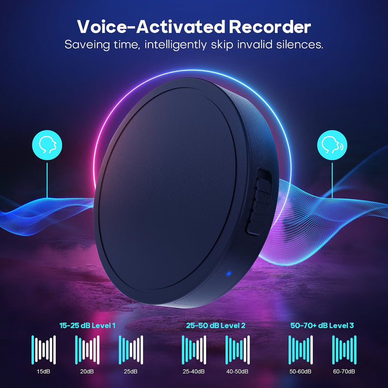 128G (1600 Hour) Magnetic Voice Activated Recorder - Nanezan Recording Device MP3 Records with 70 Hours Battery Time, USB-C Audio Recorder for Work, Lectures, Meetings, Interviews Black-128GB