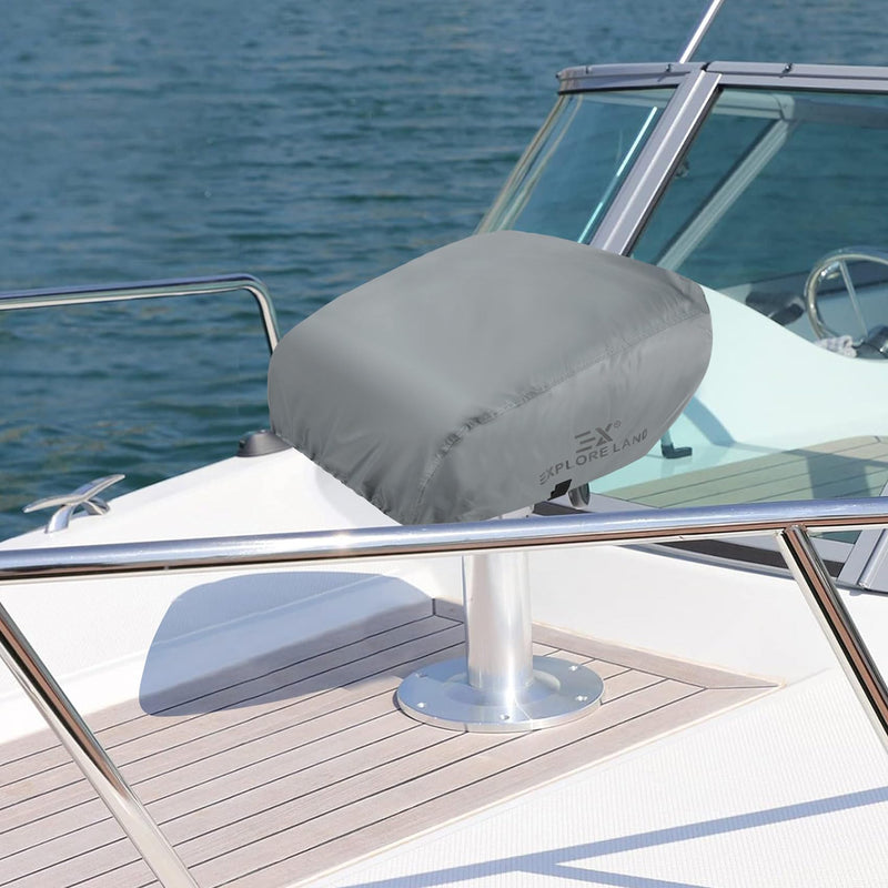 Explore Land Boat Folding Seat Cover - Waterproof 600D Heavy Duty Boat Folding Chair Cover 2 Pack - 18W x 20D x 14H inch, Grey 18"W x 20"D x 14"H Grey - Folding Chair (2 Pack)