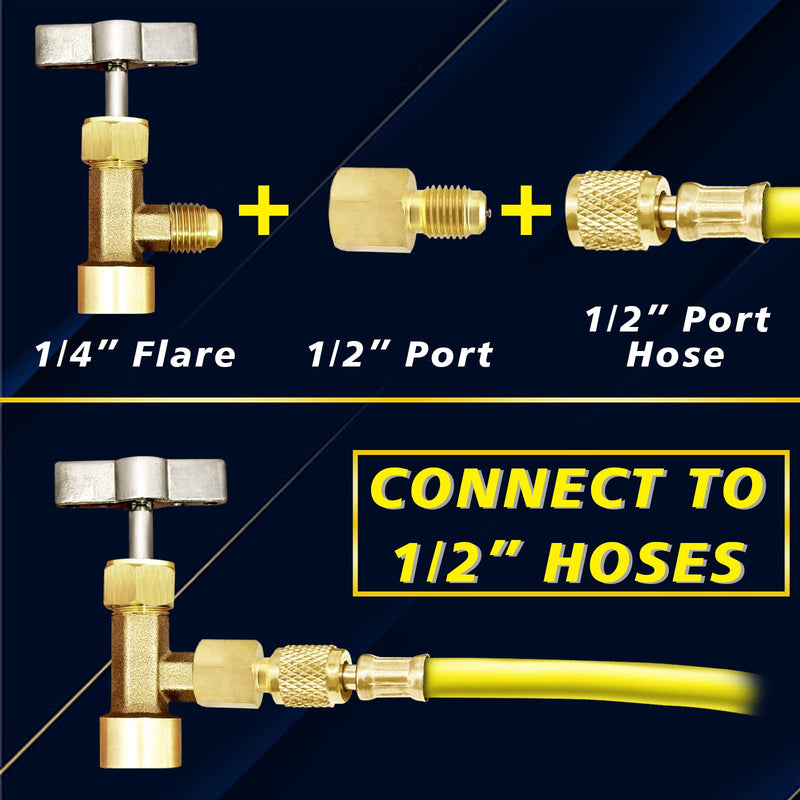 Boltigen R134A Can Tap, R134A Self-Sealing and Puncture Style Refrigerant Can Tap Valves with Refrigerant Tank Adapters for Refilling Automotive Air Conditioning Systems