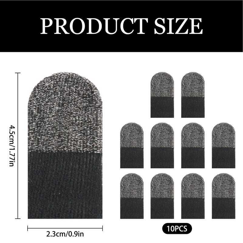 10pcs Gaming Finger Gloves Sleeves, Breathable Sweatproof Touch Screen Mobile Game Glove Silver Fibers Finger Sleeve Thin Thumb Protector Compatible with All Touchscreen Devices 1