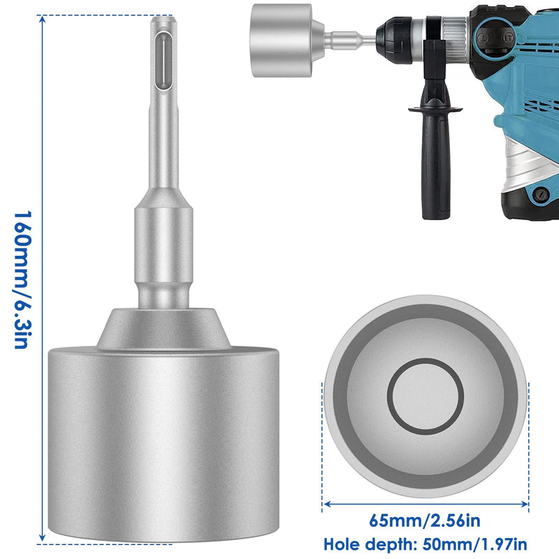 SDS Plus T-Post Ground Rod Driver, 30/45/65mm Forged Steel Drill Bit Driver, Heavy Duty Hammer Drill Rod Converter, Save Time Ground Rod Driver Tool for Rotary Hammer Drill Ground Rods (2.56inch) 2.56inch