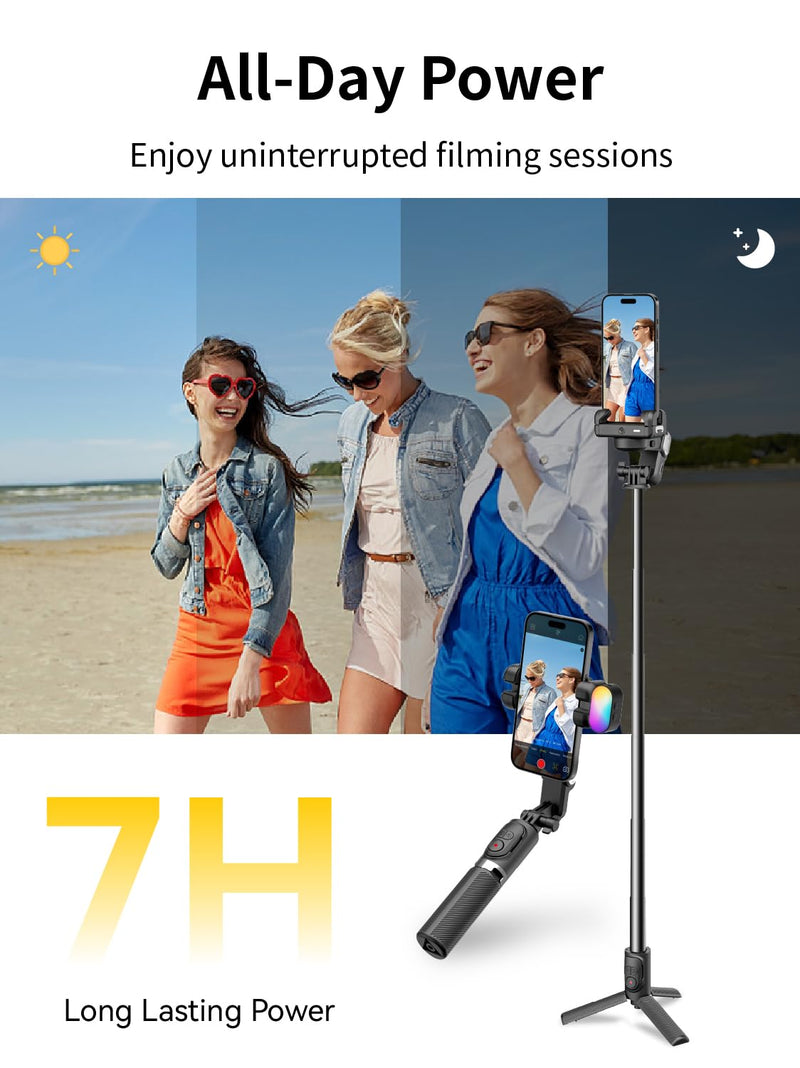 Gimbal Stabilizer for Smartphone, 2-Axis Phone Gimbal w/360° Rotation for iPhone/Andriod Sefie Stick Tripod w/Auto Face Tracking and Wireless Remote for TIK Tok YouTube Vlogging-M1 Pro Black