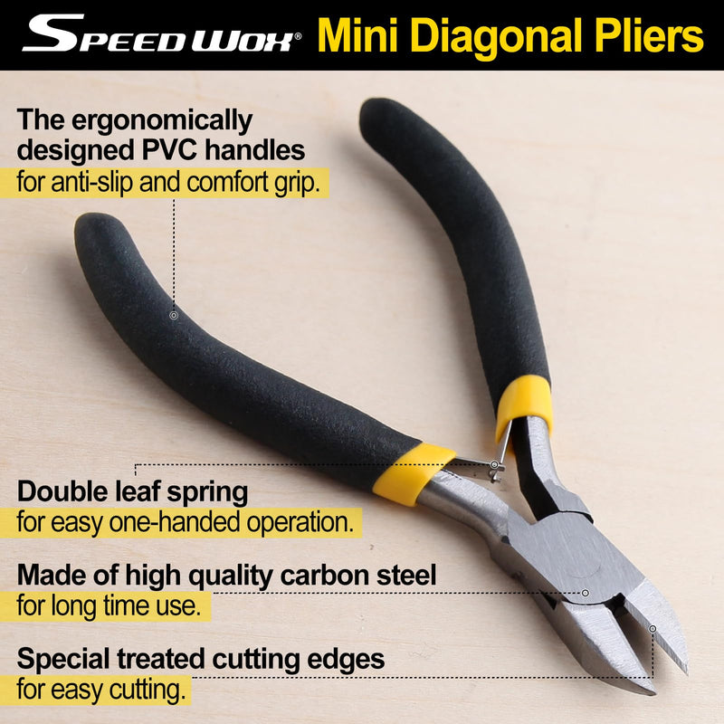 SPEEDWOX Side Cutters, 4 Inch Mini Fine Wire Cutters Pliers with Springs, Precision Micro Wire Cutters for Jewelry Making, Crafts Diagonal Pliers
