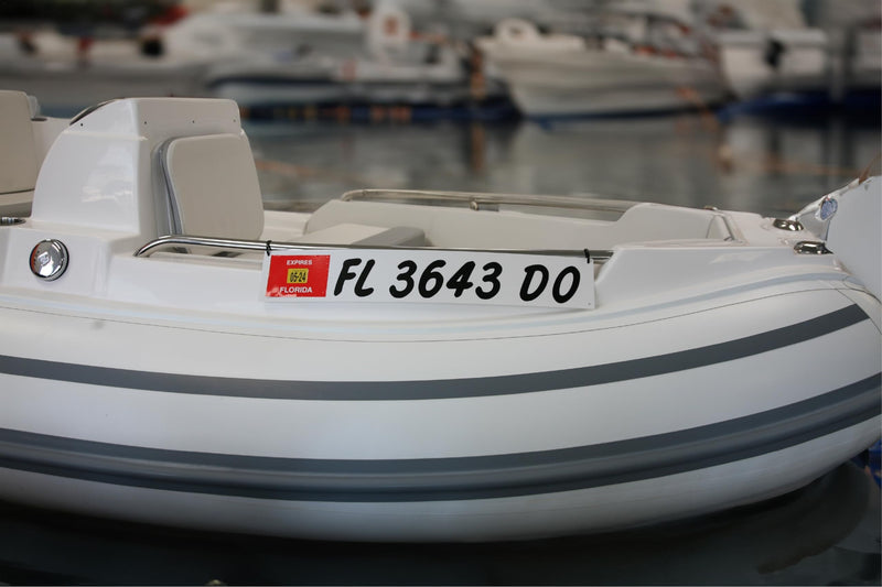 Hardline Products USA Marine Registration Plate Kit for Inflatable Boats & Ribs – 4” x 24” ABS Plastic Mounting Boards with Zip Ties – Saltwater Resistant – Made in USA (Pair)