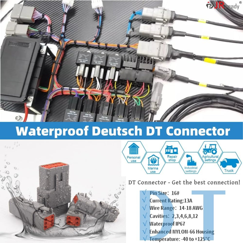 JRready ST6327-2 Deutsch 2 Pin DT Connector Kit, Gray Waterproof DT Connector 2 Pin(5 Set), Size 16 Stamped Contacts, Seal Plugs for Car, Truck, Motorcycle, Off-Road Vehicles, Marine. 2Pin 5Pair