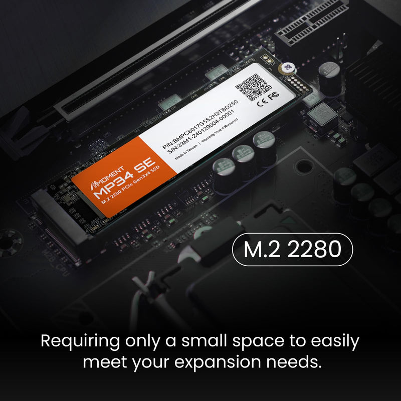 MMOMENT MP34 SE 512GB PCIe Gen3 NVMe M.2 2280 Internal Solid State Drive, Gen3.0X4 Read Speed Up to 2100MB/s for Latop and PC