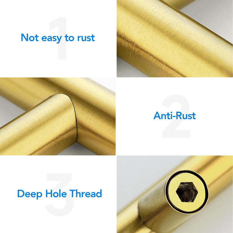 HOME EDIT Brushed Brass Cabinet Handles 2-1/2 Inch Hole Spacing, Stainless Steel Drawer Pulls for Cabinets, Kitchen, Bathroom, Dresser 15 Pack 2-1/2 Inch Hole Center